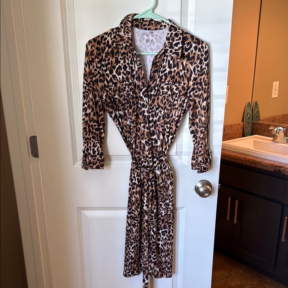 Leopard Print Long Sleeve Dress